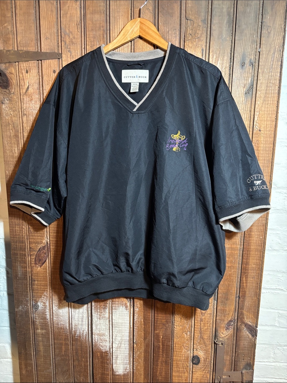 Cutter & Buck Black V-Neck Short Sleeve Ireland Ryder Cup Pullover